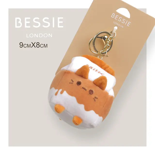 Bessie London Plush Milk Bag Charm (Brown)