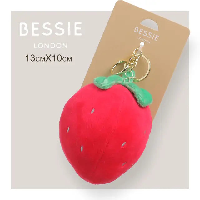 Bessie London Plush Strawberry Bag Charm