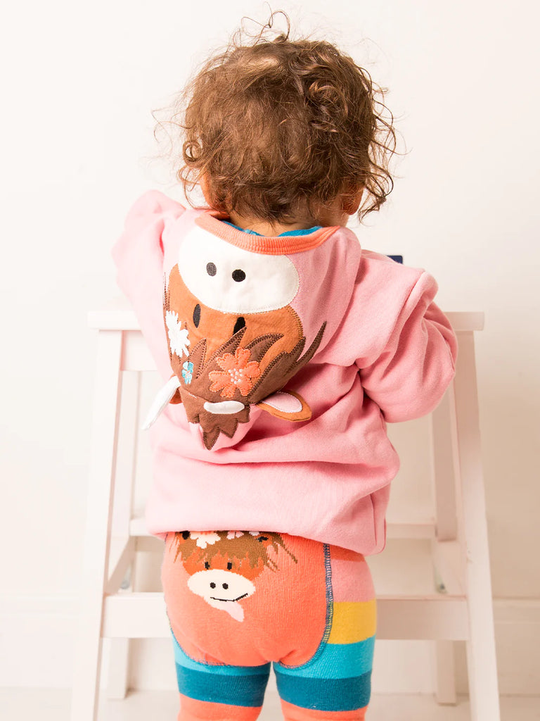 Blade &amp; Rose Bonnie the Highland Cow Hoodie - this pink hoodie features a hood with a fab Bonnie Highland Cow face with perky ears and horns. Sold by Say It Baby Gifts