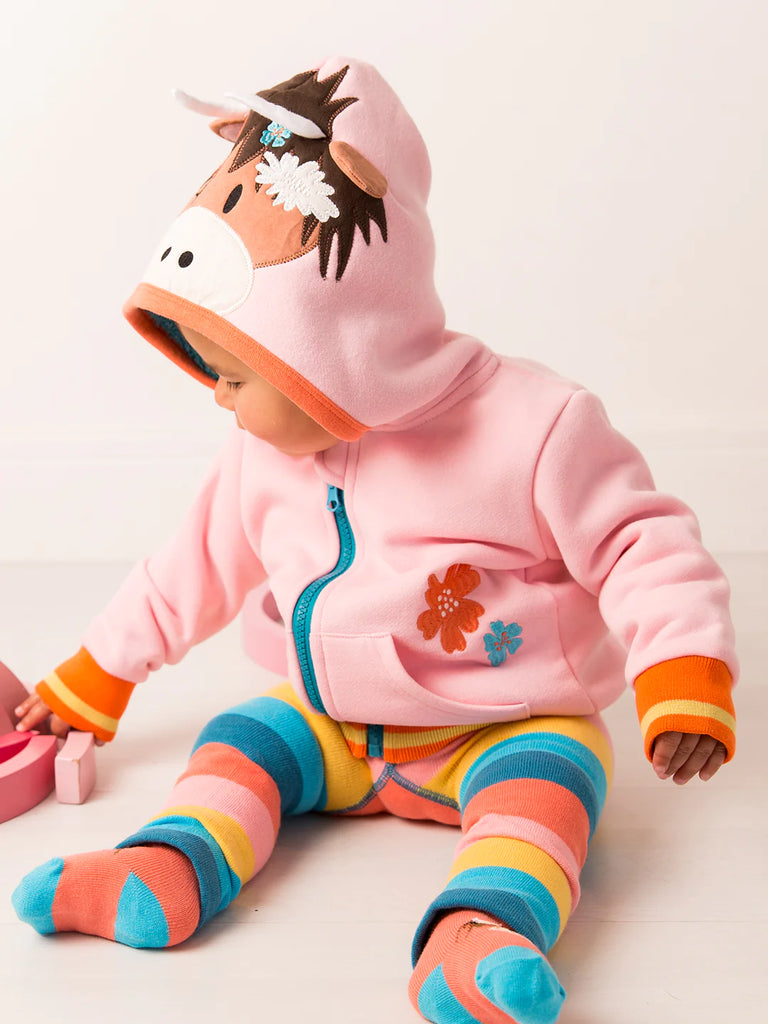 Blade &amp; Rose Bonnie the Highland Cow Hoodie - this pink hoodie features a hood with a fab Bonnie Highland Cow face with perky ears and horns. Sold by Say It Baby Gifts