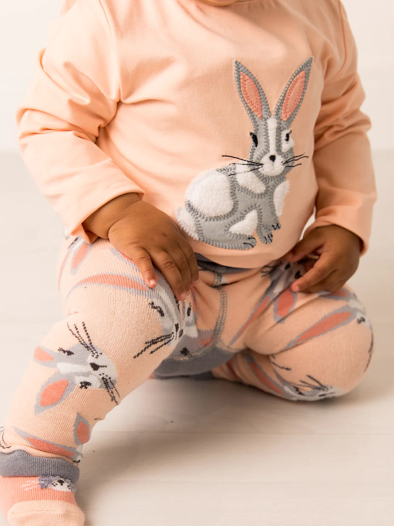 Blade &amp; Rose Mollie Rose the Bunny Top - bold, bright and fun! This gorgeous peach top features a fluffy Bunny applique. Sold by Say it Baby Gifts