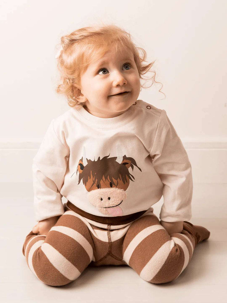 Blade and Rose Neutral Hamish Cow Top - bold, bright and fun! This gorgeous cream top features a cute neutral Hamish Cow design.