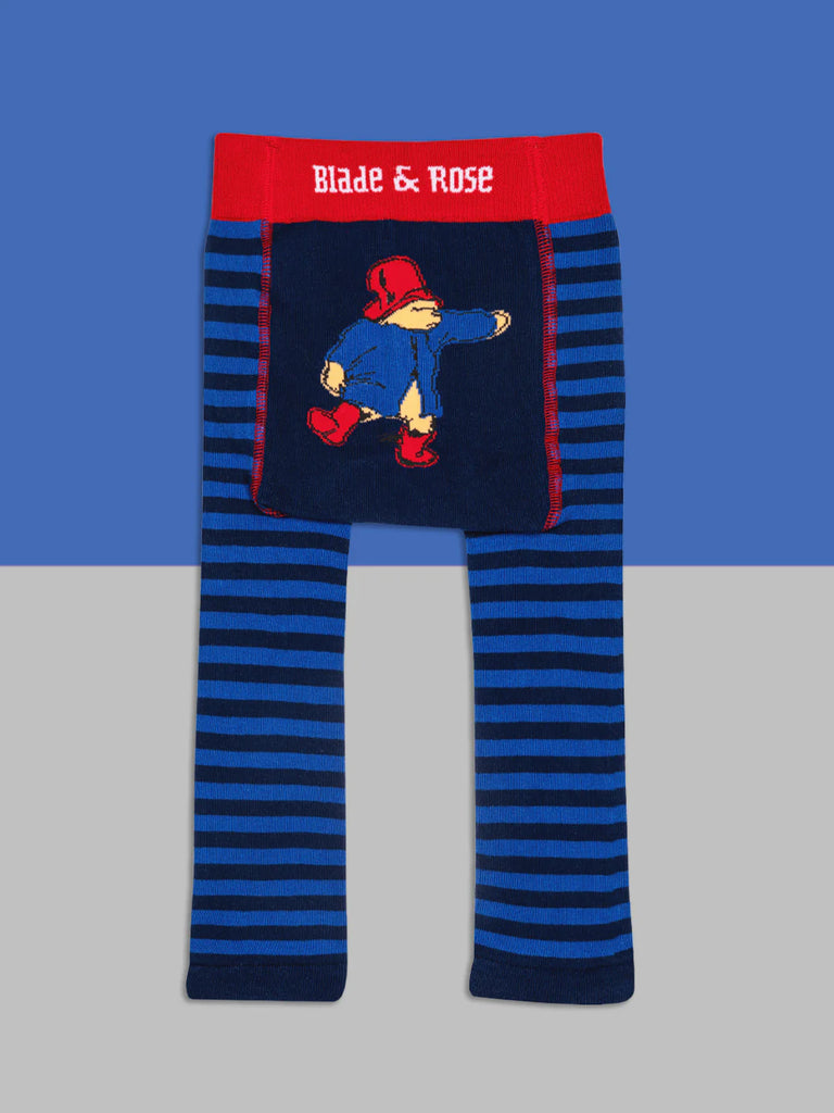 Blade & Rose Paddington Bear Leggings - bold, bright and fun! These fab leggings have a navy and blue stripe, red detail and a sweet Paddington Bear design.