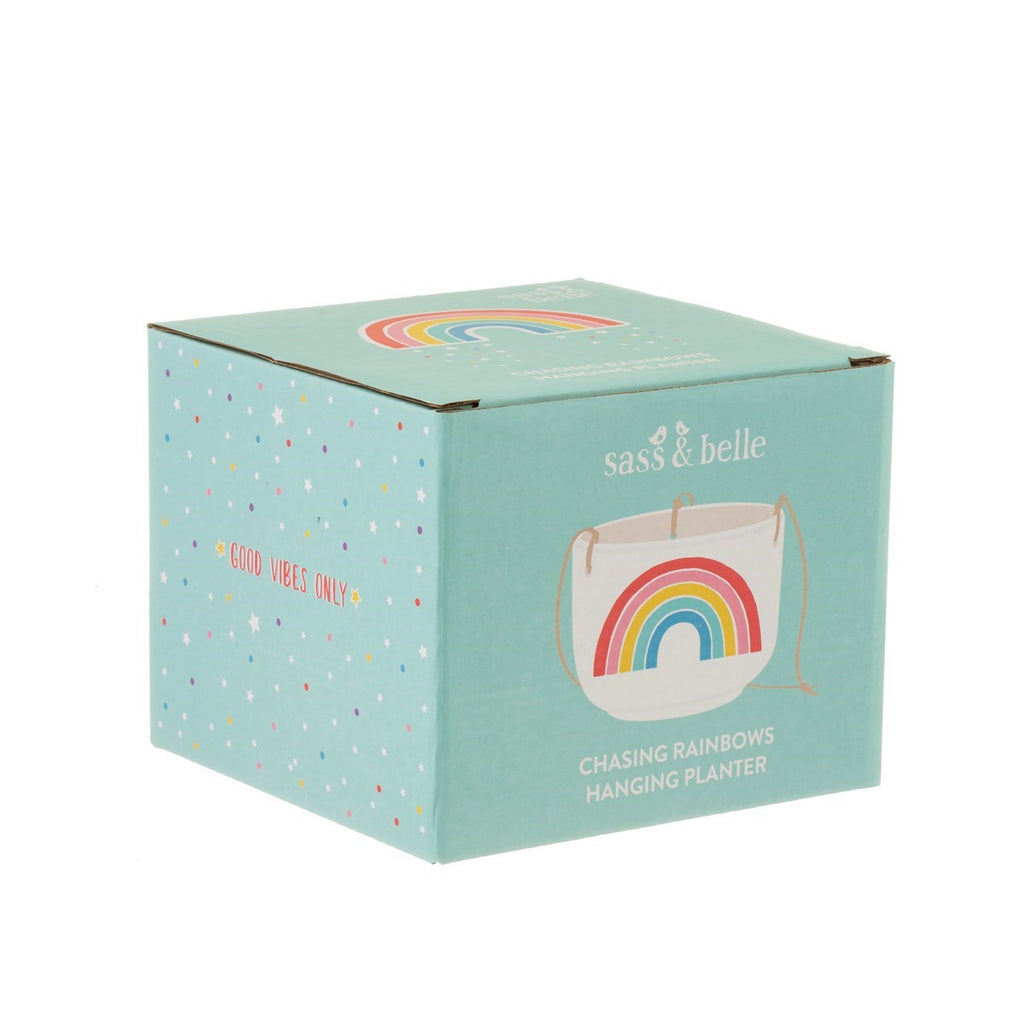 Sass & Belle Chasing Rainbows Hanging Planter. Sold by Say It Baby Gifts
