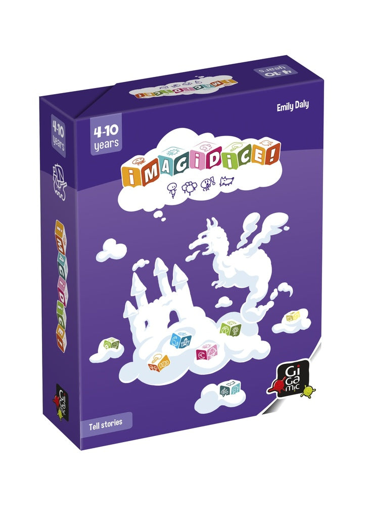 Imagidice is a pocket-sized story machine that turns a handful of picture dice into imaginative fun.