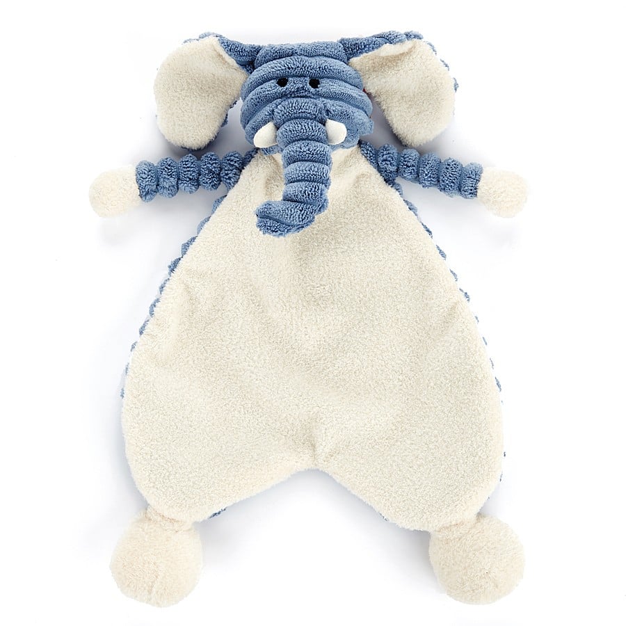 This gorgeous combines our handmade Mini Baby Boy Clothes Bouquet with the softest Jellycat Cordy Roy Elephant Comforter.