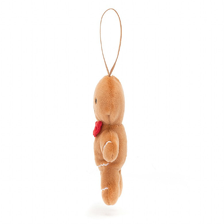 Jellycat Festive Folly Gingerbread Fred - a gorgeous little gingerbread man perfect for hanging! FFH6GM Sold by Say It Baby Gifts