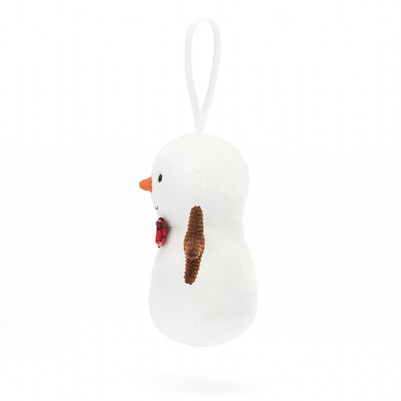Jellycat Festive Folly Snowman Decoration- a gorgeous little snowman perfect for hanging FFH6SN Sold by Say It Baby Gifts
