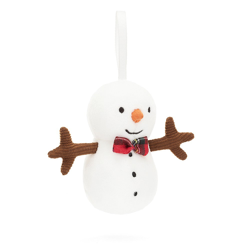Jellycat Festive Folly Snowman Decoration- a gorgeous little snowman perfect for hanging FFH6SN Sold by Say It Baby Gifts