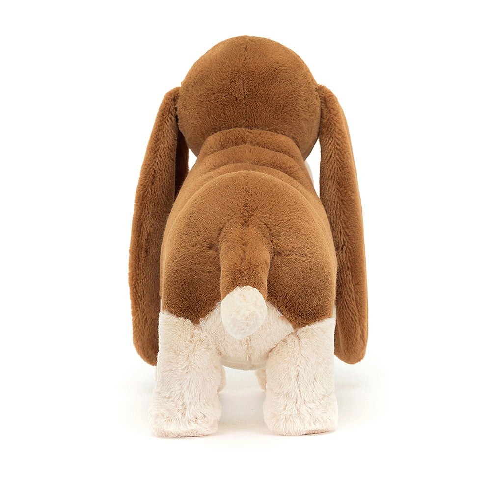Jellycat Randall Basset Hound - a snuggly, toffee-apricot guy with big beautiful droopy ears and the sweetest hang-dog eyes! Sold by Say It Baby Gifts