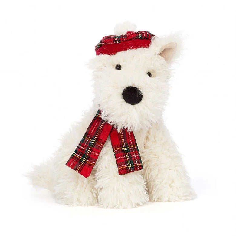 Jellycat Winter Warmer Munro Scottie Dog  -snuggled up with his wee hat and scarf and ready for the cold! MUN3FSD Sold by Say It Baby Gifts