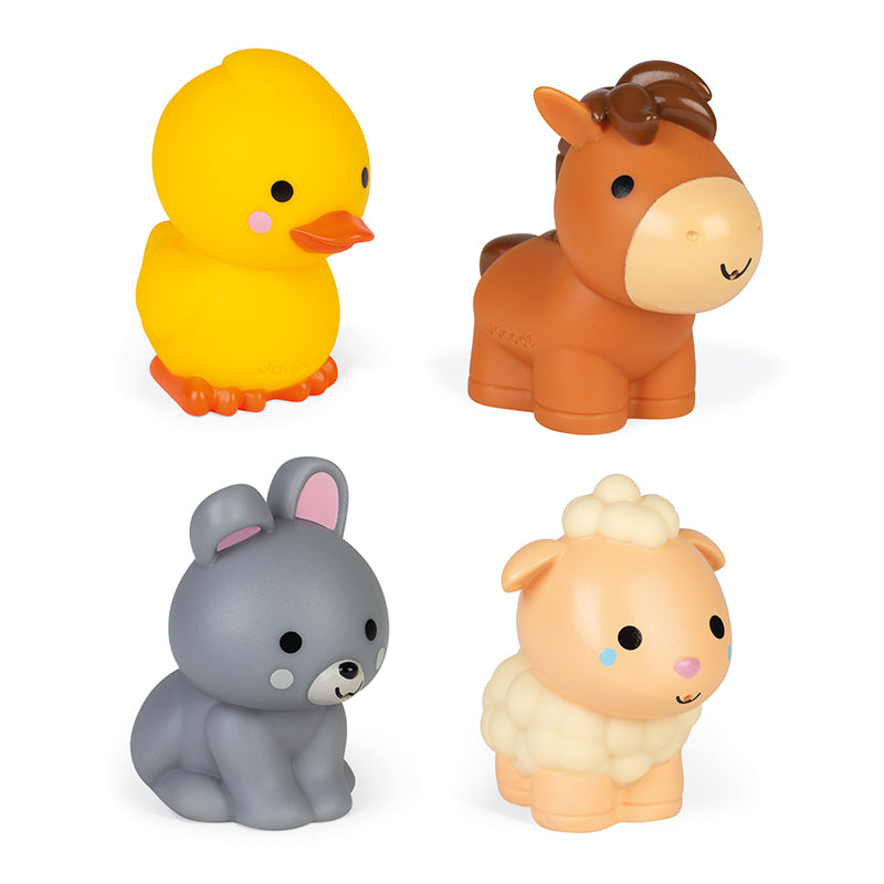 Janod Farm Animal Bath Toys - a perfect gift for baby bath time fun!  Sold by Say It Baby Gifts