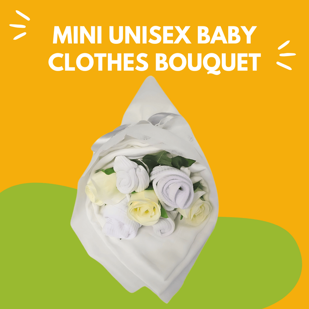Say It Baby - Mini Unisex Baby Clothes Bouquet - colourful background