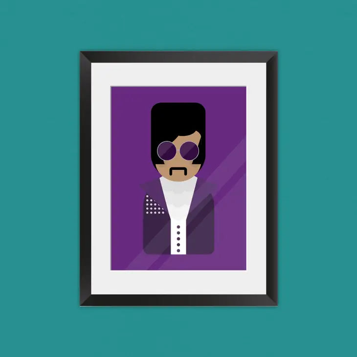 Munchquin Prince Inspired Art Print - a quirky and fun print of the legendary artist Prince.