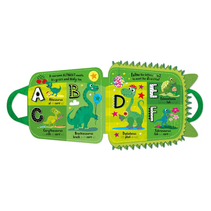 Meet the perfect buddy for your little explorer- My Green and Scaly Dinosaur ABC backpack - open