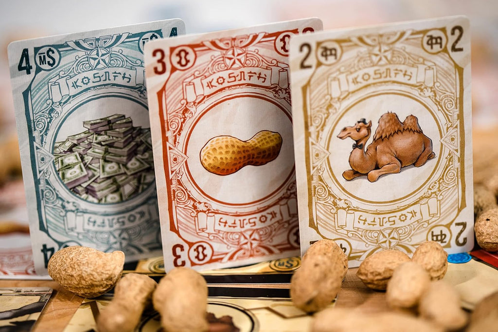 Peanut Club - an auction bidding card game for the whole family, camel, money and peanut cards