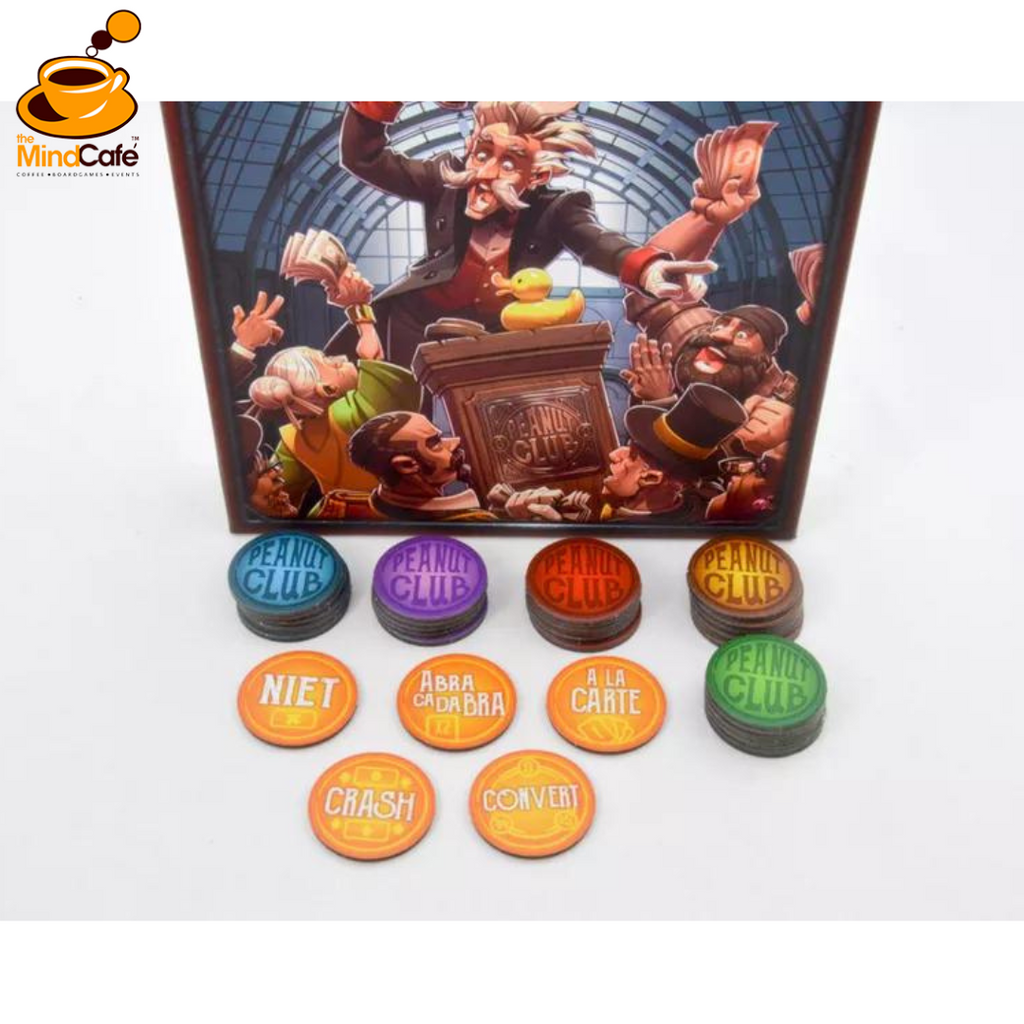 Peanut Club - an auction bidding card game for the whole family - colourful tokens