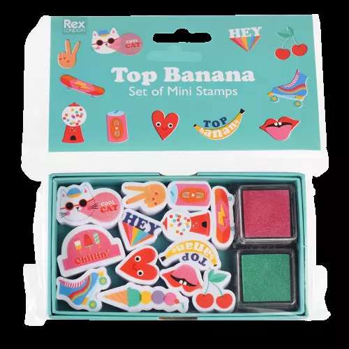 Rex London Set of Mini Stamps - Top Banana - in box