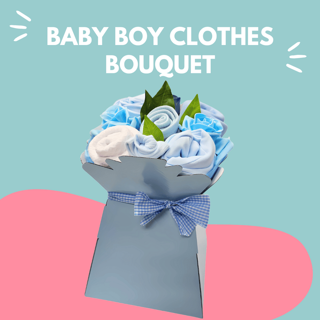 Baby Boy Clothes Bouquet with colourful background