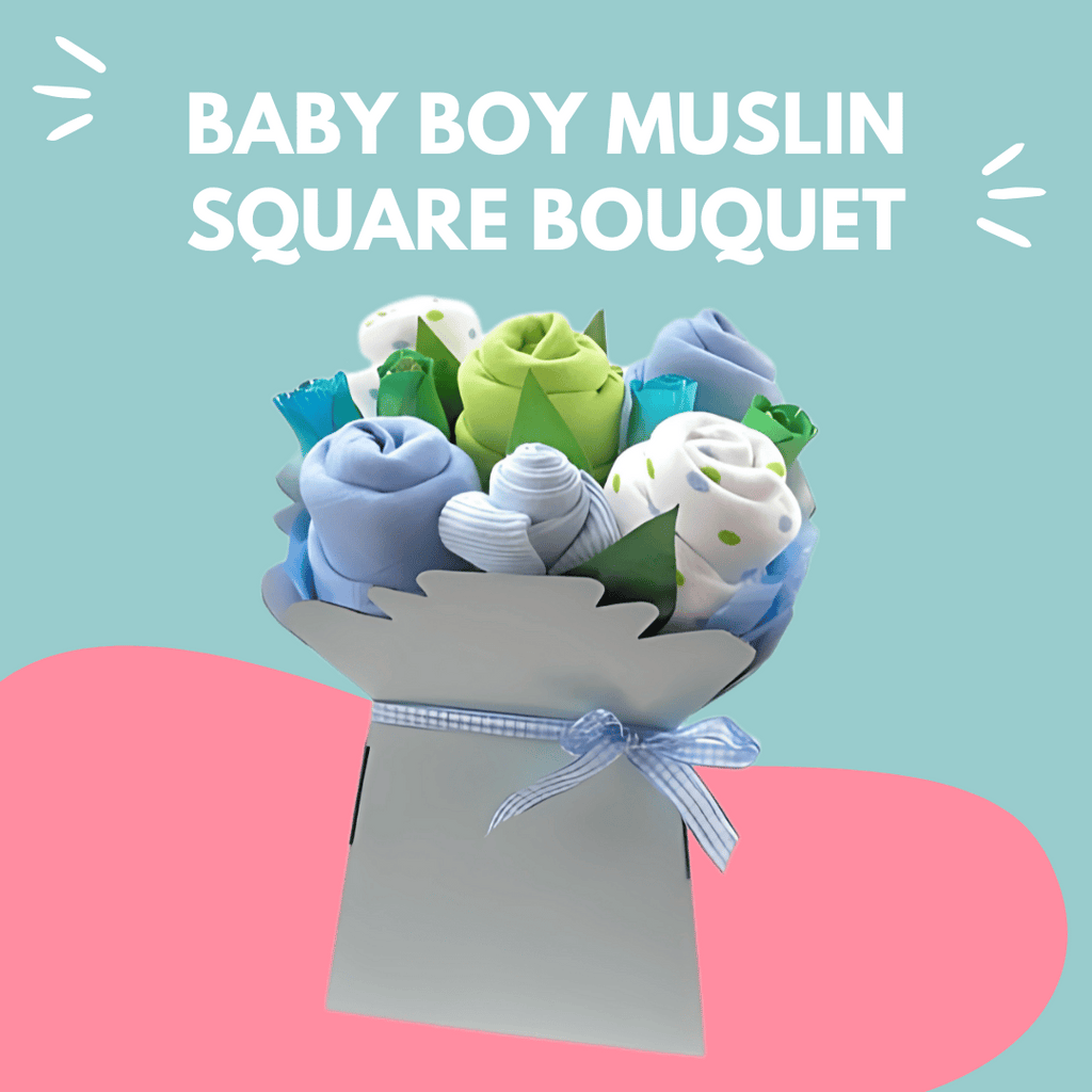 Baby Boys Muslin Square Bouquet gift box