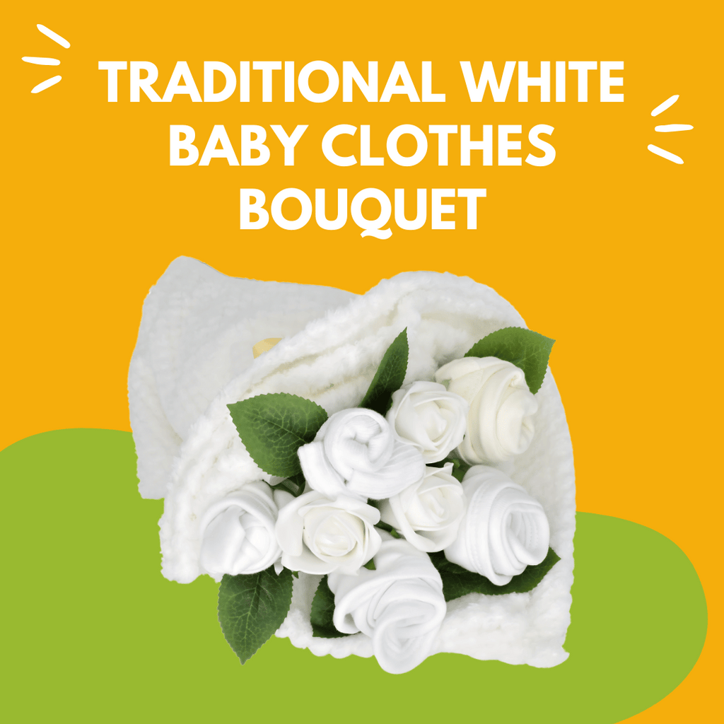 Traditional White Baby Clothes Bouquet New Baby Gift