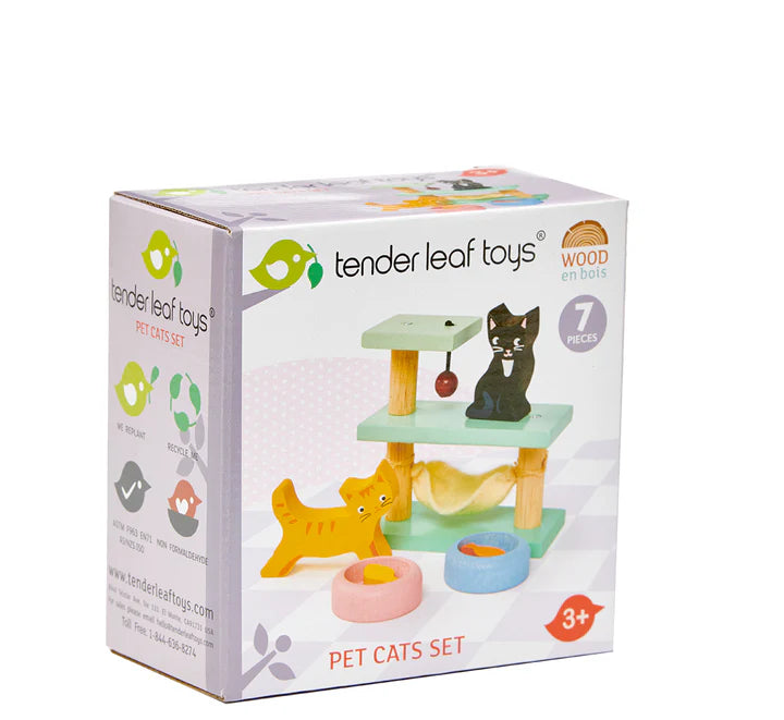 Tender Leaf Pet Cats Set - Box of Tender Leaf Toys Pet Cats Set on a white background