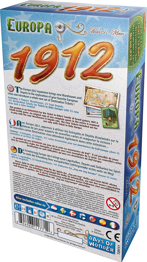 Ticket To Ride Europe 1912 Expansion Days of Wonder