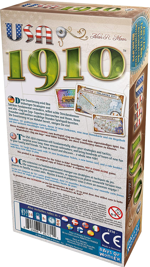 Ticket To Ride USA 1910 Expansion Days of Wonder