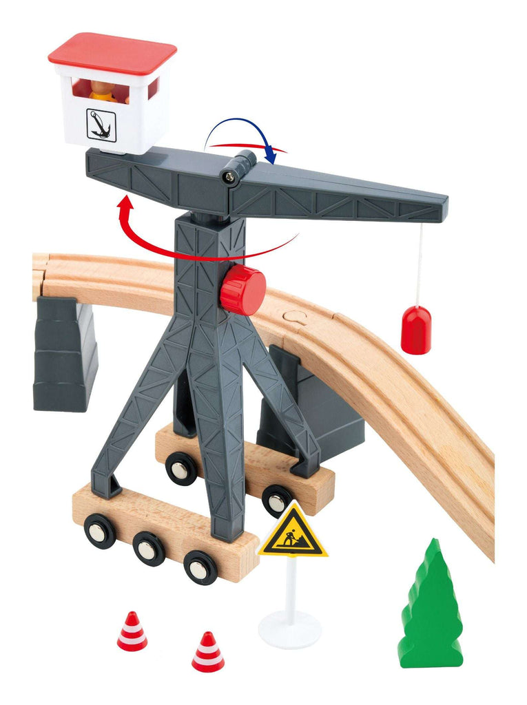 Tooky Toy Wooden Construction Yard Train Set