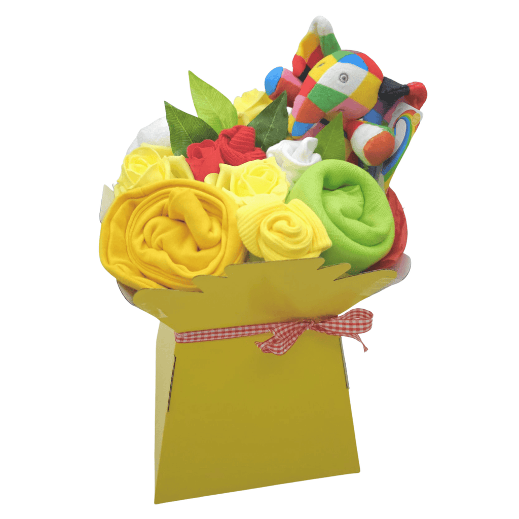 Say It Baby - Bright Baby Clothes Flower Box.  Unisex Baby gift