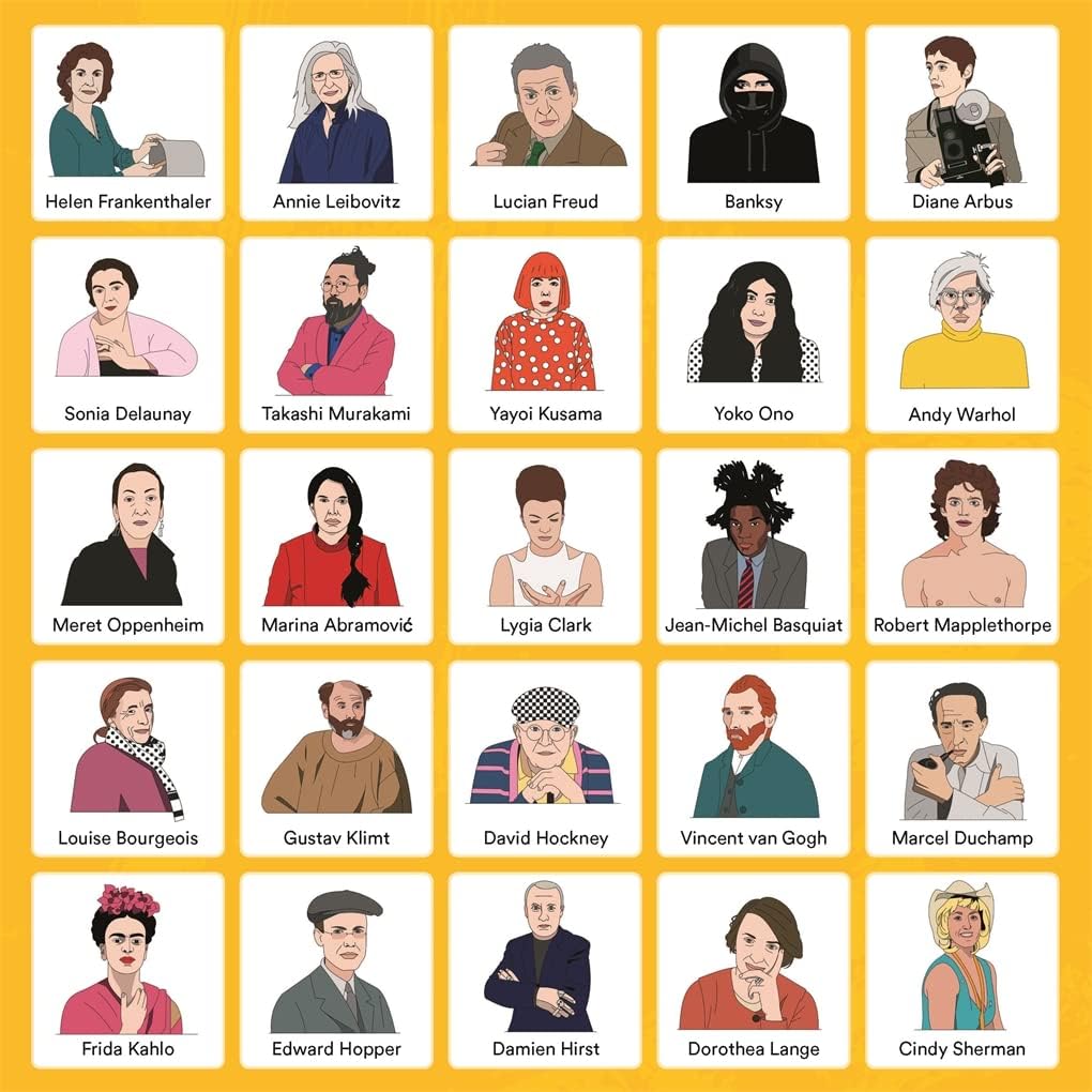 Artist Bingo: A Game of Art Icons. Bingo has never been more high-brow! Celebrate modern history's greatest and most beloved artists through the most cultured game known to humanity: Bingo!