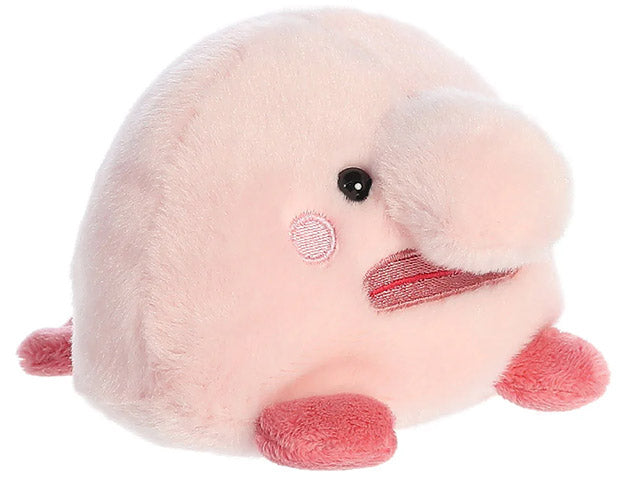 Aurora Palm Pals Bart Blobfish Soft Toy - a gorgeous collectable little toy that will fit perfectly in your palm! Side view