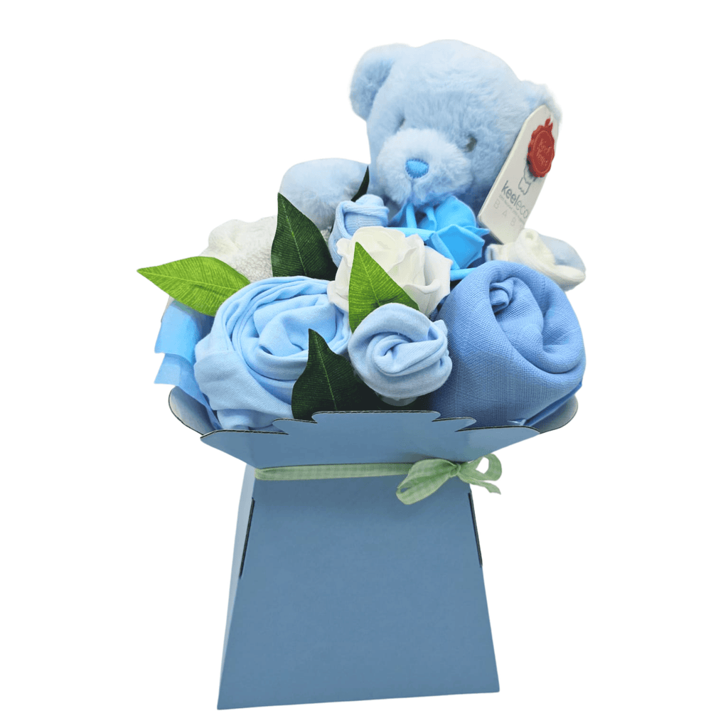 Say It Baby - Baby Boy Clothes Flower Box. Handmade new baby boy gift bouquet