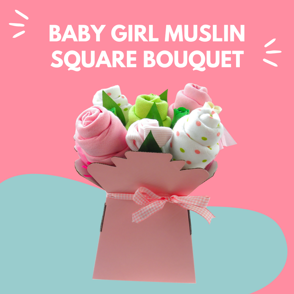 Say It Baby - Baby Girls Muslin Square Bouquet - Say It Baby Gifts