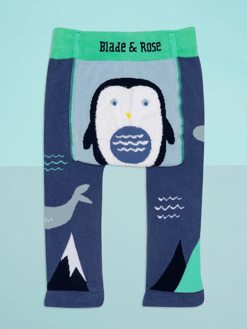 Blade & Rose Arctic Friends Leggings - bold, bright and fun! These fab leggings in blue and green feature a sweet fluffy penguin design.