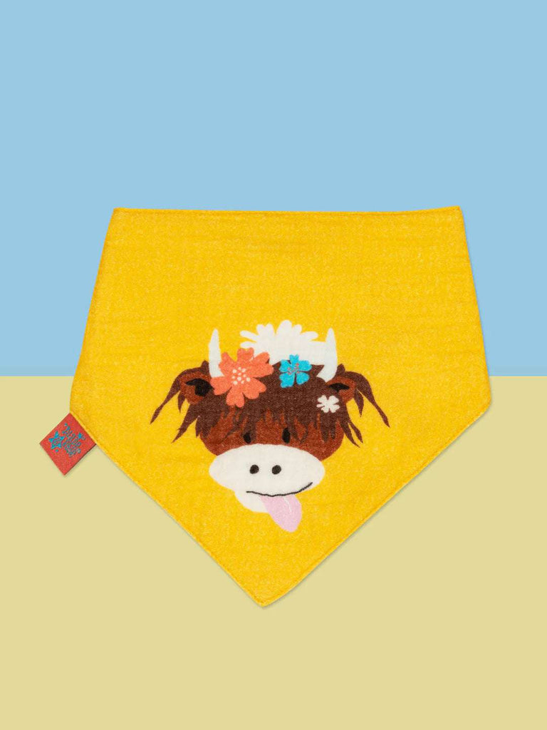 Blade & Rose Bonnie Highland Cow Muslin Bibs - bold, bright and fun! These gorgeous lightweight bibs are made from 100% Cotton.

