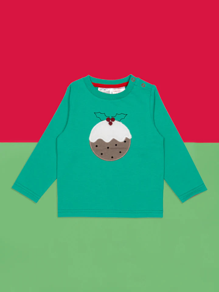 Blade & Rose Christmas Pudding Top - bold, bright and fun! This gorgeous bright festive green top features a sweet Christmas Pudding design.
