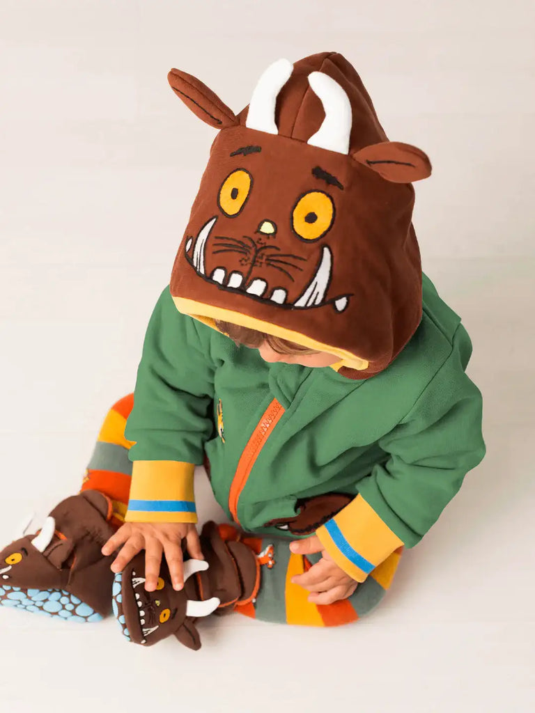 Blade & Rose Gruffalo Hoodie. Child wearing a Gruffalo hoodie.