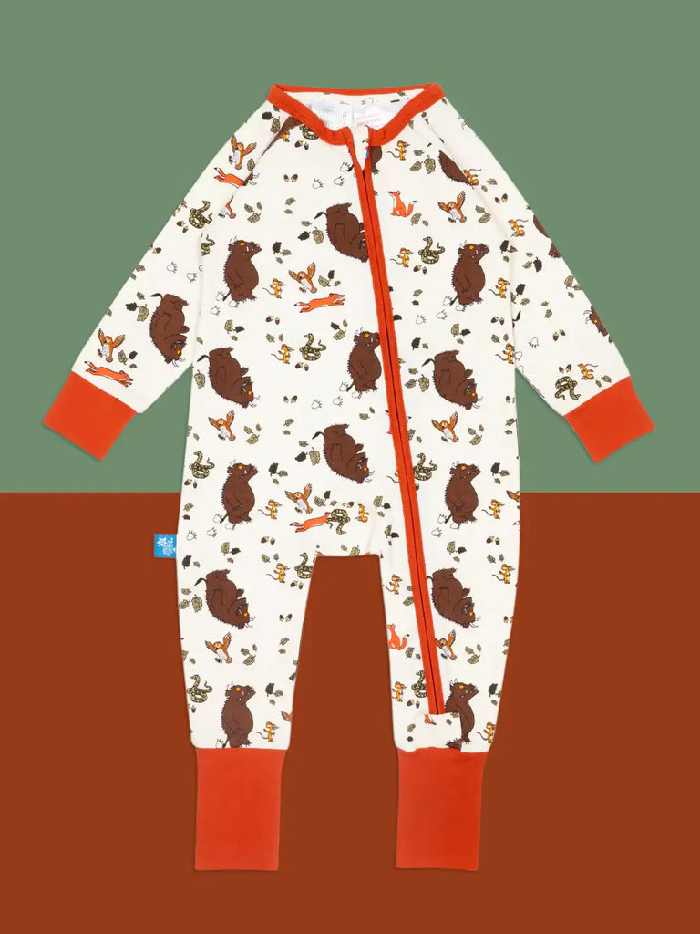 Blade & Rose Gruffalo Zip-Up Romper. Children's onesie with animal pattern on a gradient background