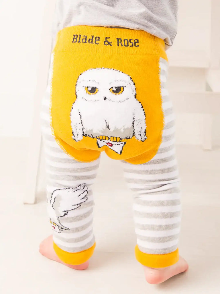 Blade & Rose Harry Potter Hedwig Owl Leggings. Children's leggings with owl design and 'Blade & Rose' branding on a white background