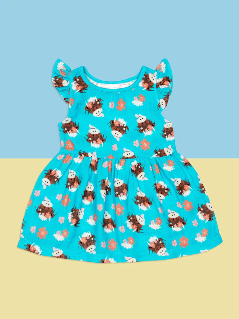 Blade & Rose Bonnie Highland Cow Summer Dress  on colourful background