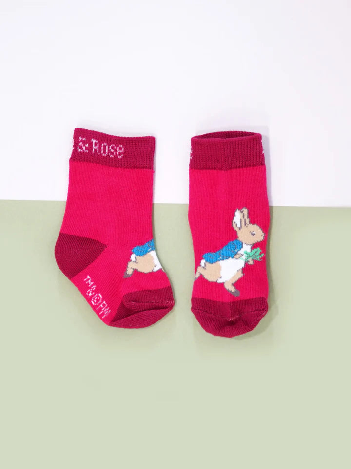 Blade & Rose Peter Rabbit Autumn Leaf Socks  - bold, bright and fun! These gorgeous socks in pink have a gorgeous Peter Rabbit design. Sold by Say It Baby Gifts