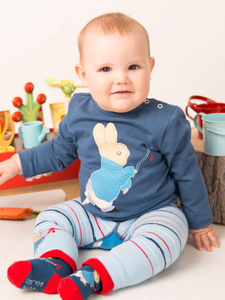 Blade & Rose Peter Rabbit Fun With Paint Top - bold, bright and fun! This gorgeous top in blue features a soft fleece applique Peter Rabbit.