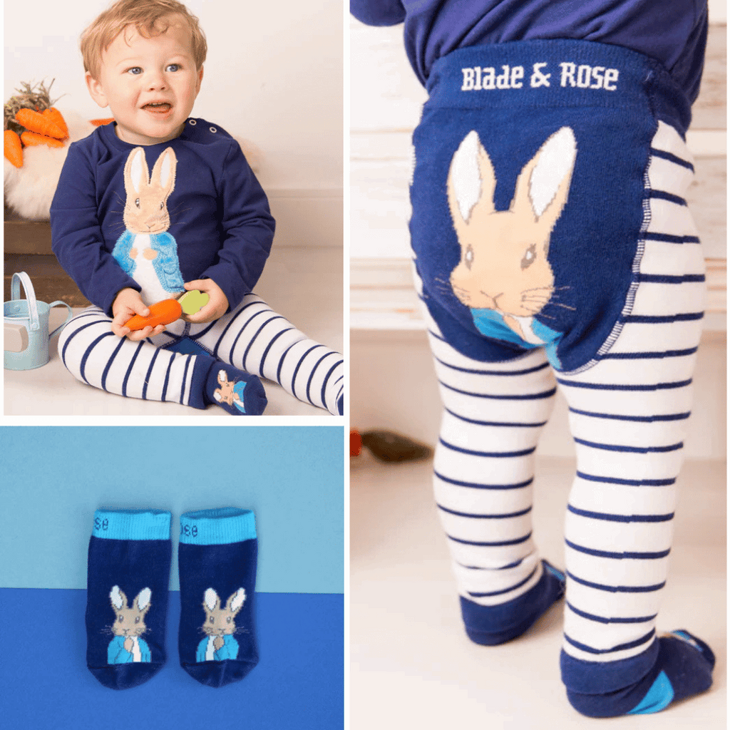 Peter Rabbit Navy Blue Baby Gift Set - a gorgeous gift set containing beautiful matching items from the Blade and Rose Peter Rabbit collection.