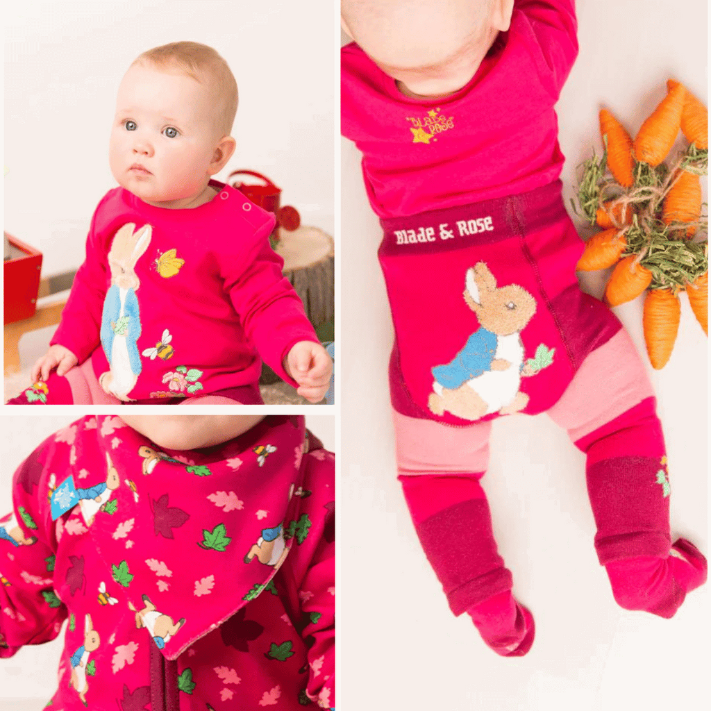 Peter Rabbit Deep Pink Baby Gift Set - a gorgeous gift set containing beautiful matching items from the Blade and Rose Peter Rabbit collection.