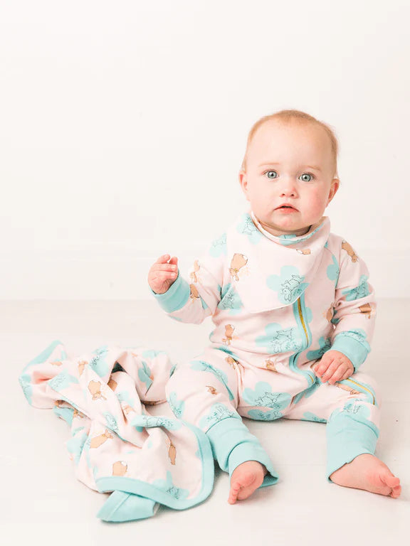 Blade & Rose Peter Rabbit Pretty Garden Blanket - shown alongside romper and bib