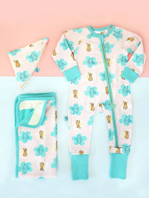 Blade & Rose Peter Rabbit Pretty Garden Zip-Up Romper - sold by Say It Baby Gifts