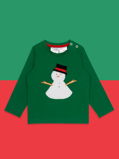 Blade & Rose Snowman Top - bold, bright and fun! This gorgeous dark green festive top features a sweet fluffy Snowman design.