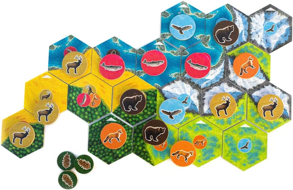 Cascadia is a puzzly tile-laying and token-drafting game featuring the habitats and wildlife of the Pacific Northwest. Sold by Board Hoarders