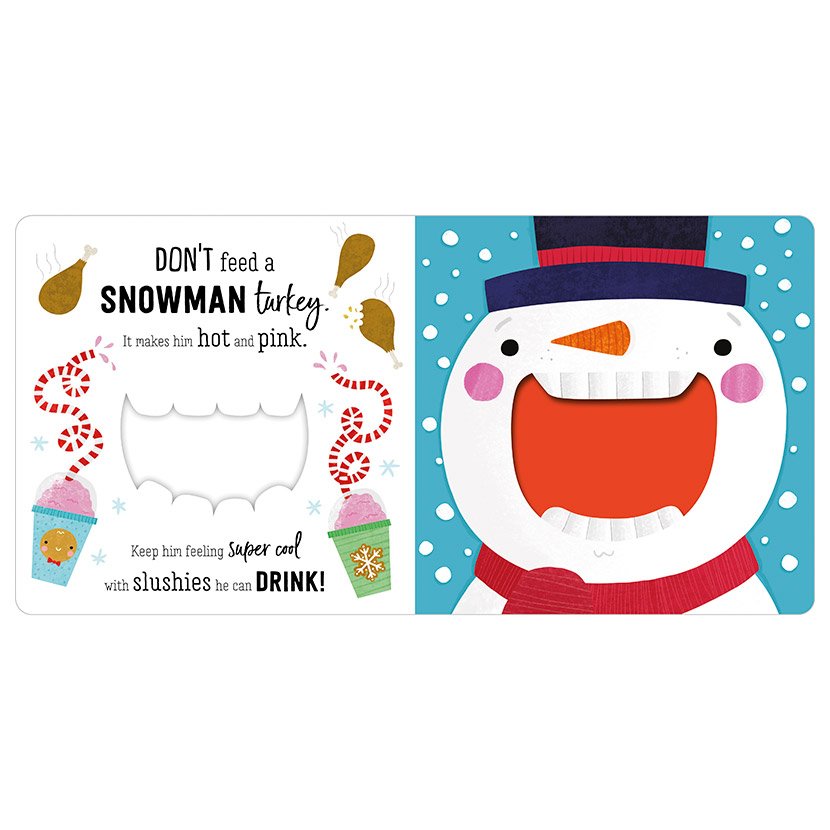 Don’t Feed Santa Claus Book - inside with snowman picture